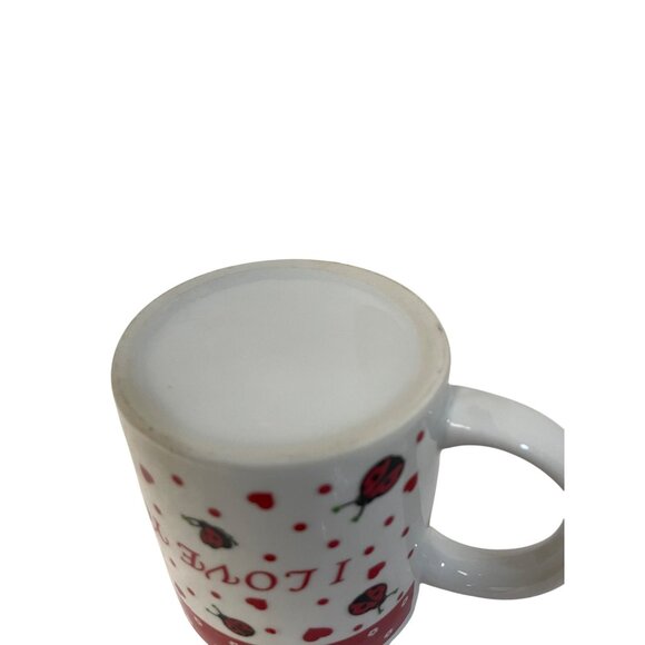 Ladybug Heart "I Love You" Ceramic Coffee Mug 11 Oz Red & White - Picture 3 of 9